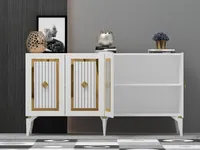 Skye Decor, Nora - White, Gold, Wohnzimmerschränke, Weiß, 150 x 79 x 40 cm