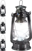 relaxdays 4 x Sturmlaterne LED schwarz