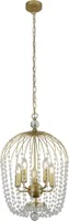 Hängeleuchte, 5-Flammig, Glas, Perlenbehang, gold, H 150 cm