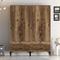 Skye Decor, Kumsal TT - Walnut, Kleiderschrank, Nussbaum, 100 % MELAMINBESCHICHTETE SPANPLATTEN, 160 x 201,4 x 47,5 cm