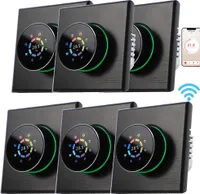 6X WiFi termostat Digitální LCD pokojový termostat Programovatelný nástěnný termostat Podlahové topení pro 5A ohřev vody, ovládání tlačítkem/Mobilní APP/Hlasové ovládání Vnitřní teploměr, černý