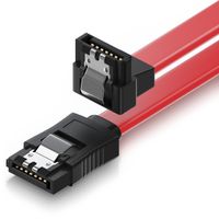 deleyCON 30cm SATA III Kabel S-ATA 3 Datenkabel Verbindungskabel Anschlusskabel für HDD SSD mit Metall-Clip - 6 GBit/s - 1x Gerade 1x 90° L-Type Stecker - Rot