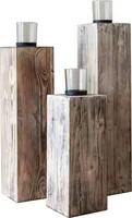 VIVANNO Kerzenständer Holz LUMIRA, Weiß antik - 16x16x86 cm