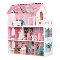 Puppenhaus Puppenstube rosa Kinderspielzeug 83 x 41 x 121 cm Zubehör B-WARE 