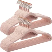 Set von 50 Samt-Kleiderbügeln mit Anti-Rutsch, rosa Kleiderbügel mit goldenem Haken