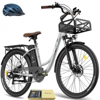 E-Bike Pannensichere Reifen 26 Zoll bis zu 160 - 200 km Wasserdicht IP54 Citybike mit 7 Gang, Grau
