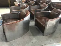 JV Möbel skórzana sofa aluminiowy fotel retro