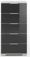 Komoda EASY PLUS 532700, bílá a tmavě šedá, 49x41x102 cm, s pěti zásuvkami