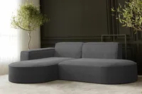Sofa w kształcie L MODENA narożnik tkanina Neve ciemnoszary lewy