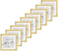🖼️KNOR®️ Bilderrahmen 20x20 cm Golden, 9er Set Posterrahmen, Bilderrahmen, Fotorahmen, bruchsicheres Acrylglas, Picture Frame 20X20, zum Aufhängen & Aufstellen 🎨Isabella Kollektion