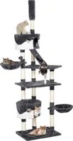 Yaheetech Kratzbäume Kratzbaum XXL Deckenhohe  Katzenkratzbaum Höhenverstellbar 227,5-254,5 cm Grau/Weiß