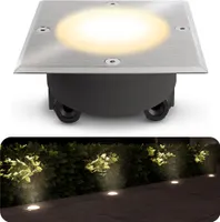 Bodeneinbauleuchte LED eckig VIROK für Außen IP67 - mit GX53 LED 3W warmweiß 230V - Bodenstrahler mit Durchgangsverdrahtung