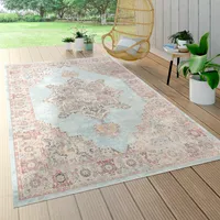 Outdoor Teppich Wetterfest Balkon Küche Muster Ornamente Mandala Türkis Blau Grösse 60x100 cm