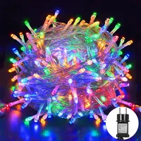 zewnętrzne wróżki LED 50M, wodoodporne, ogrodowe, 8 trybów wróżkowych świateł z funkcją pamięci timera, wtyczka 31V, do wnętrz, na wesele, balkon, Boże Narodzenie, kolorowe