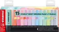 Zvýrazňovač - STABILO BOSS ORIGINAL Pastel - sada 15 tabulek - 14 různých barev