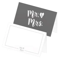 itenga 24x Tischkarten Platzkarten "Mr. & Mrs." Hochzeit zum Aufstellen