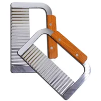 Wellenschneider,Edelstahl,Wellenmesser Kartoffelschneider,Holzgriff