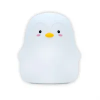 Intirilife Nachtlicht für Kinder mit 7 Farben - Weißer Pinguin - 11.5 x 11 x 13 cm - Süße Nachtleuchte Deko aus Silikon Aufladbar mit Kabel Nachtlampe Geschenk