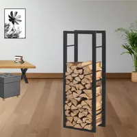 STADO | Kaminholzregal | Metall | Schwarz | 40x100x25cm | Brennholzregal | Feuerholzregal | Kaminholzhalter | Stapelhilfe | Innen- und Außenbereich