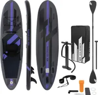 ECD Germany Aufblasbares Stand Up Paddle Board Kajak Sitz, 320x82x15 cm, Schwarz, PVC, bis 120kg, inkl. Pumpe Tragetasche Zubehör