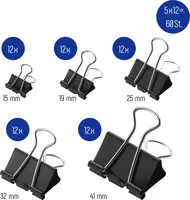60x Büroklammer Heftklammer Binder Clips Dokumenten Clip Papier Klammer schwarz