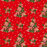 Geschenkpapier Sterne und Tannen Muster 70cm x 2m Rolle rot / grün