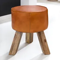FineBuy Stolička FB45553 Drevo 37x45x37 cm Moderný dizajn Stolička s kožou