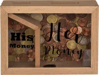 Holz-Spardose »His money Her money« Geschenkidee Hochzeit Verlobung Jahrestag