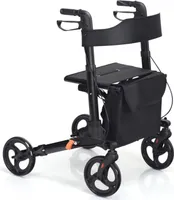 Składany, 6-pozycyjny, regulowany na wysokość, chodzik z oponami 20 cm, siedziskiem, torbą i uchwytem na parasol, aluminiowy wózek inwalidzki wspomagający chodzenie