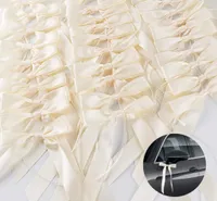 100x Antennenschleifen Cream Autoschmuck Autoschleifen Hochzeit Satinband Dekoration