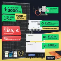 Ready2plugin Solaranlage mit Speicher 3000W/3000W, 5120 Wh Stromspeicher 3000W Notstromsteckdose Balkonkraftwerk Photovoltaikanlage mit Smart Stromwächter Ziegeldach Halterung