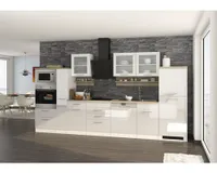 Held Möbel Küchenzeile mit Geräten Mailand 370 cm Frontfarbe weiß Hochglanz Korpusfarbe weiß