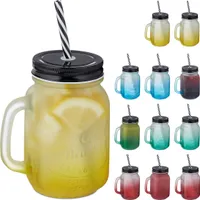 relaxdays Bunte Trinkgläser mit Deckel 12er Set
