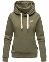 Marikoo Chihiroo Damen Hoodie Kapuzenpullover Kapuzensweatshirt Pulli Sweatshirt Dusty Olive Melange Gr. 36 - S