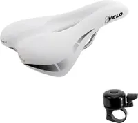 VELO Wide:Channel Touringsattel Fahrradsattel weiß inkl. Fahrradklingel