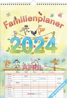 Familienplaner Cartoon 2024 - Familienkalender A3 (29,7x42 cm) - mit 6 Spalten, Ferienterminen (DE/AT/CH) und viel Platz für Notizen - Wandkalender
