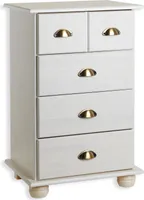 Schubladenkommode COLMAR, schöne Kommode mit 4 Schubladen, zeiloser Apothekerschrank aus massiver Kiefer in weiß, praktisches Sideboard mit Muschelgriffe