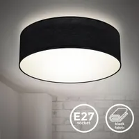 Deckenleuchte Ø30 cm - Stoffschirm, E27 Fassung, 1-flammig, schwarz