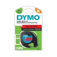 DYMO Original LetraTag Etikettenband | schwarz auf rot | 12 mm x 4 m | selbstklebendes Kunststoffetiketten | für LetraTag-Beschriftungsgerät