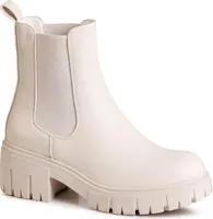 topschuhe24 2567 Damen Plateau Stiefeletten Chelsea Boots , Farbe:Beige, Größe:38 EU