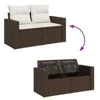 vidaXL Gartensofa mit Kissen 2-Sitzer Braun Poly Rattan