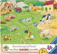 Ravensburger dětské puzzle - 03683 Malá farma - moje první dřevěné puzzle s 9 dílky - Puzzle pro děti od 2 let - Dřevěné puzzle