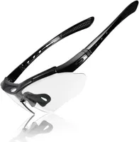 ROCKBROS Photochromatische Sportbrillen Sonnenbrille UV400 Fahrradbrille PC-Linse Schwarz