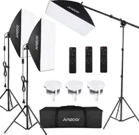 Andoer Studio Licht Set - 3er Softbox mit 85W LED-Lampen - 50x70cm, 2m Stative, Fernbedienung - Für Porträt- und Produktfotografie