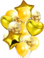 Oblique Unique Konfetti Folien Luftballon Set 14 Stk Geburtstag Party Hochzeit JGA - gold