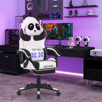 Puluomis Gaming Stuhl Massage mit Fußstütze, Bürostuhl Schreibtischstuhl Racing Stuhl ergonomisch drehbar höhenverstellbar Panda schwarz weiß