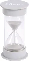 EDUPLAY 120437 Přesýpací hodiny 30 sekund, plast, Ø 6,5 x výška 12 cm, světle šedá barva