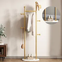 Garderobenständer, Freistehender Kleiderständer, Kleiderstange aus Metall mit 5 Haken, 168 cm hoch, Mit verdicktem weißen Boden, Wohnzimmer