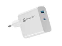 Natec Ribera Gan Ladegerät 1X Usb-A + 1X Usb-C 65W Weiss Nuc-2144