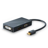 CSL 3in1 Mini DisplayPort zu HDMI, DVI, VGA Adapter Konverter, miniDP 1.2 4k 3840x2160 UHD 2160p, 0,15m